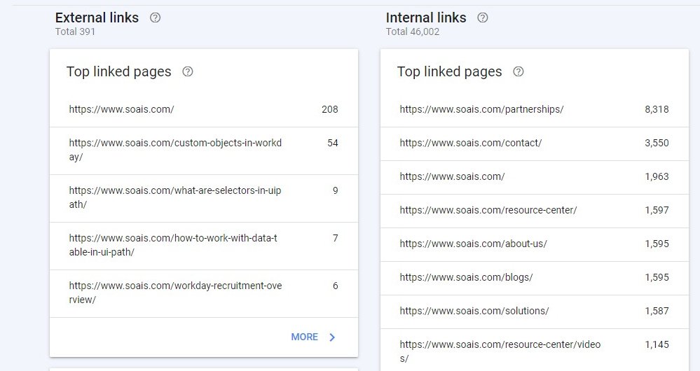 heck your external & internal links via Google Search Console