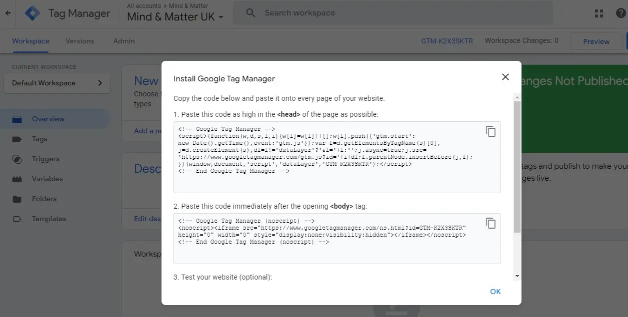 Add Google Tag Manager Code